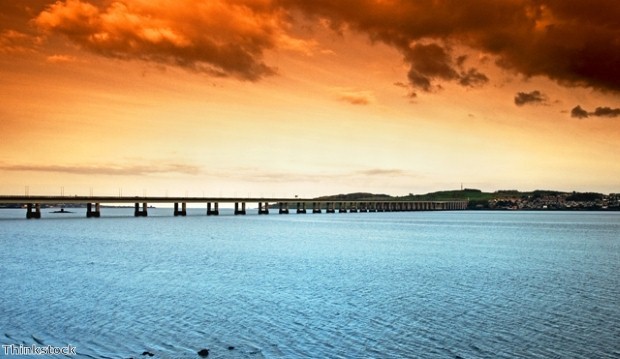 The Tay Bridge spans the Firth of Tay 