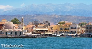 Chania harbour in Crete, Greece   